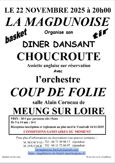 La Magdunoise (section Basket et Tir) - Dîner Dansant 2025