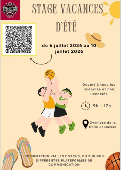 Stage Basket- Vacances d'Eté du 6 au 10 juillet 2026